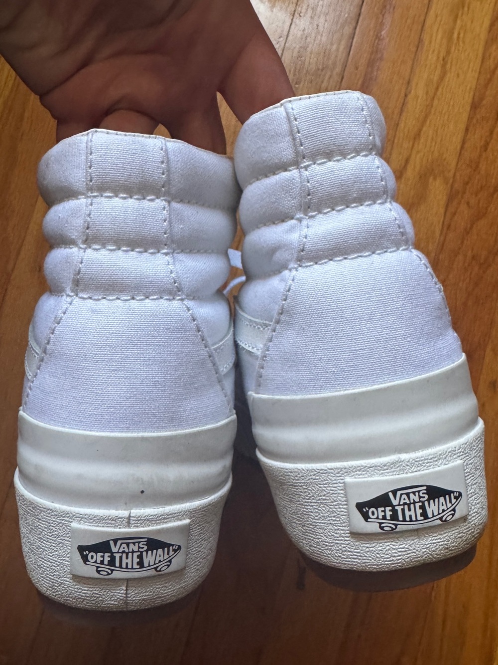 Vans Sk8-Hi Stacked Platform High Top Sneakers White Canvas Women’s 6.5 - Picture 10 of 11